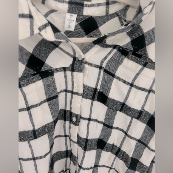 BP x Claudia Sulewski Black and White Long Sleeve Flannel Shirt Top Small - Picture 3 of 9